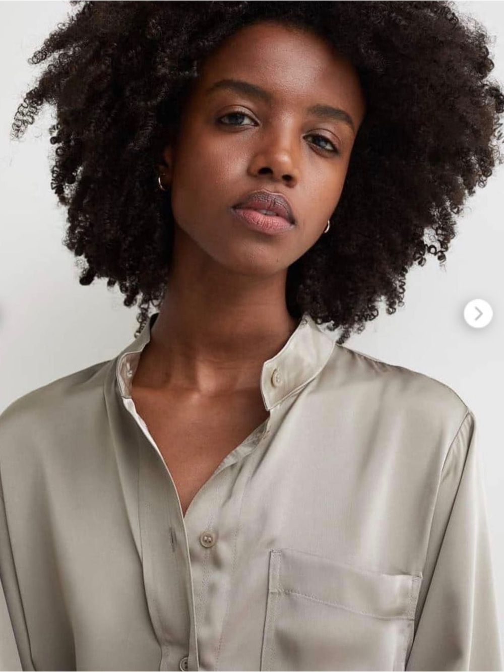 H&M Taupe Satin-Look Long-Sleeve Blouse